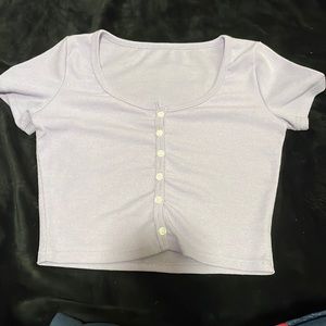 Cropped purple button up.